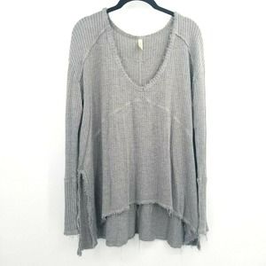 Free People Lightweight Waffle Asymmetrical Shirt